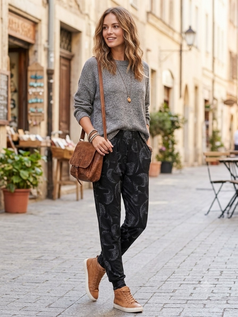 Women's Black Printed Jogger Pants